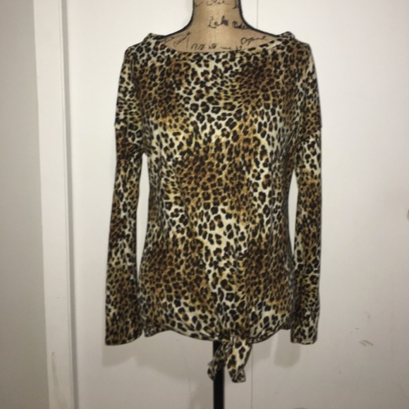 Leopard Print Knot Sweater Top - Picture 3 of 9